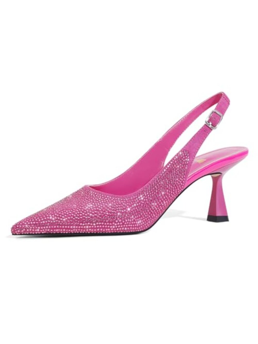 Rhinestone Kitten Heels Slingback Pointed Toe Pumps Dress Shoes